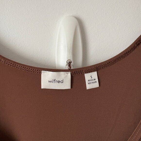 Aritzia Wilfred Cloud Midi Dress Stretch Jersey Brown Size Small - Picture 4 of 5